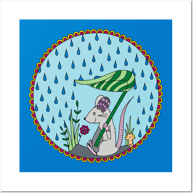 Mouse in the Rain Wall Art by HLeslie Design